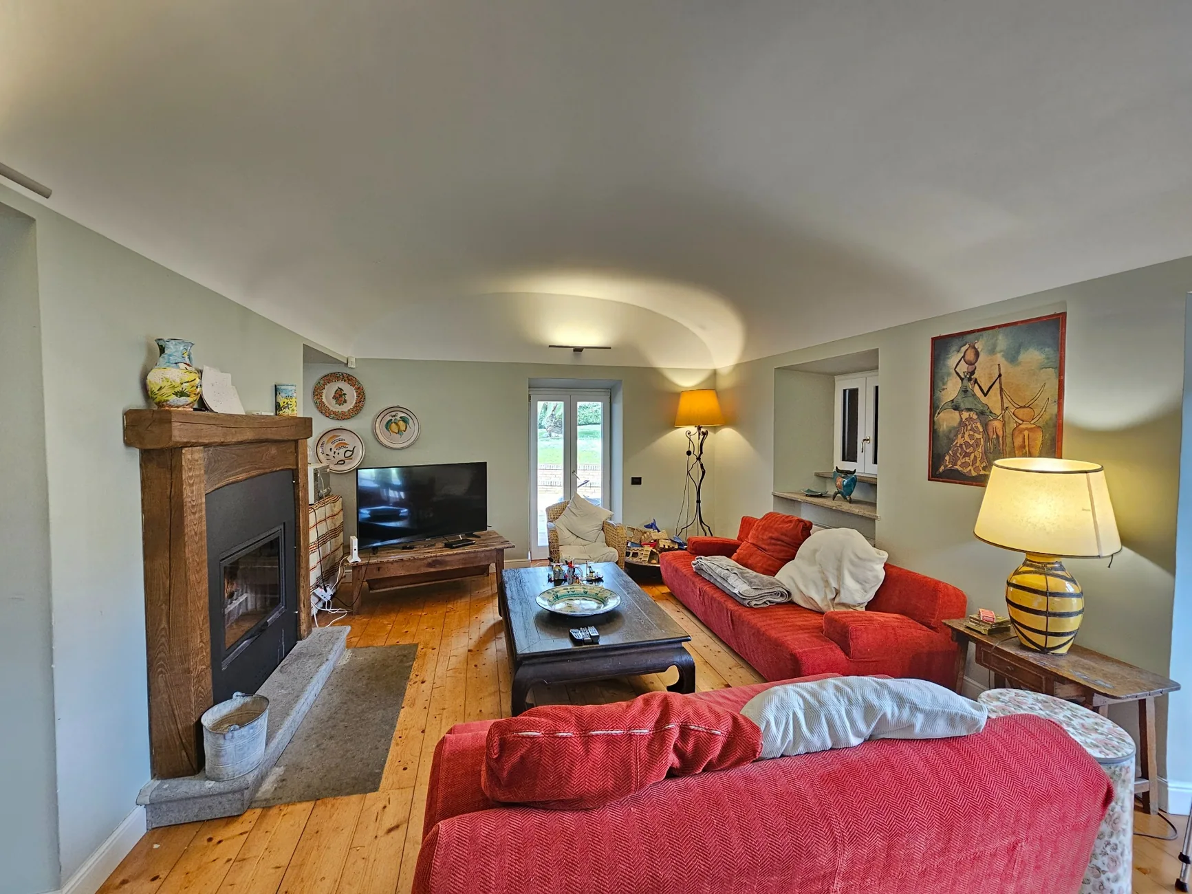 Living room with fireplace